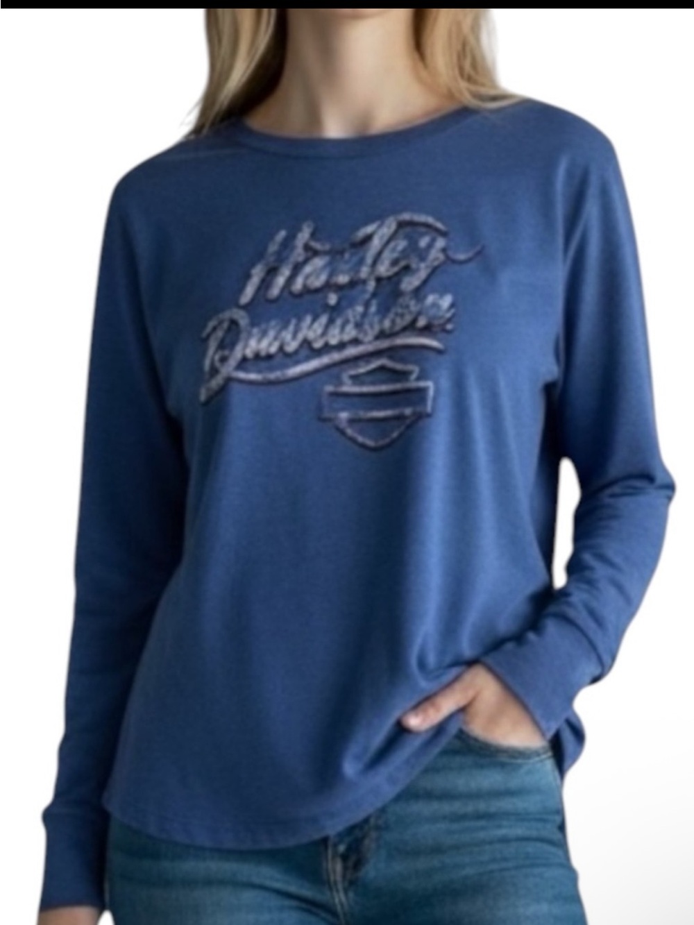 HARLEY-DAVIDSON Blue Long Sleeve Tee Size Medium -- SUPER SOFT!!! - Picture 11 of 13